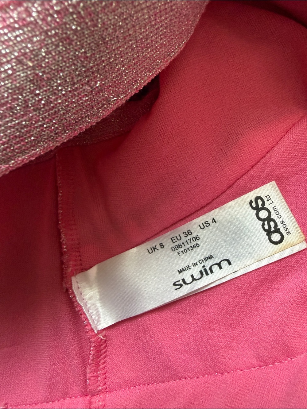 ASOS Pink Glitter Bikini Top - Picture 3 of 4